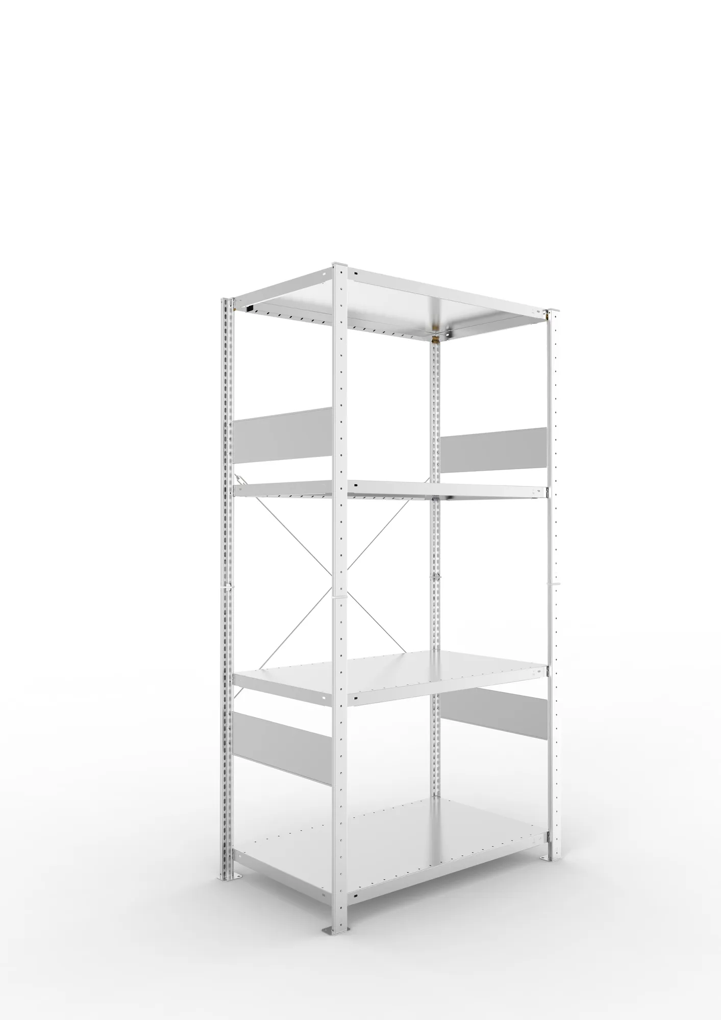 META CLIP SPLIT | Fachbodenregal | Grundregal | 2000 x 1000 x 600 mm | Fachlast 230 kg | 3+1 Ebenen | verzinkt