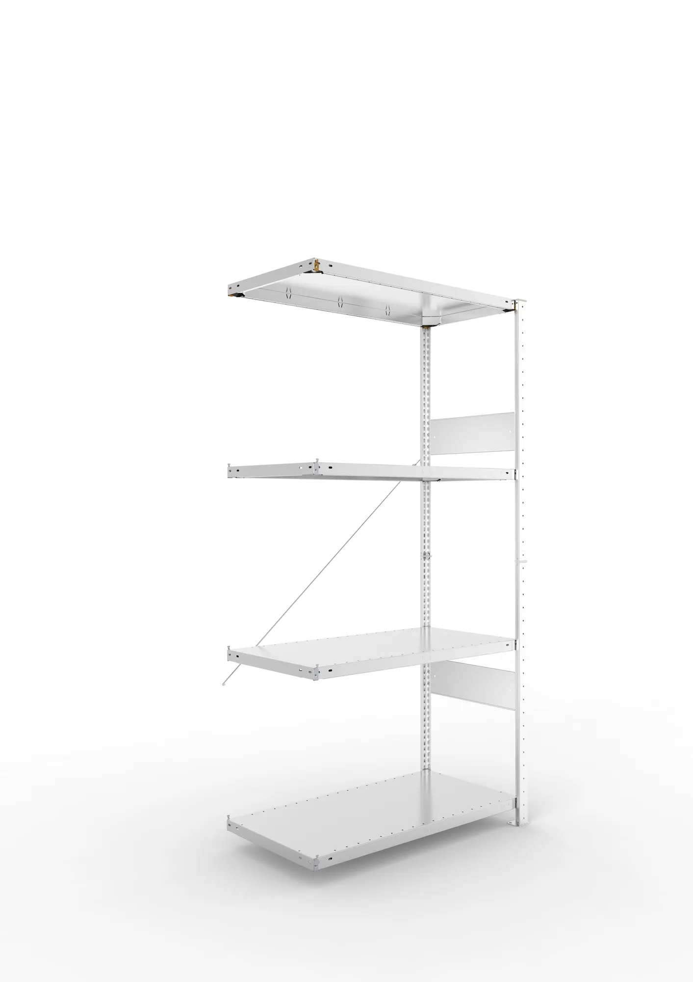 META CLIP SPLIT | Fachbodenregal | Anbauregal | 2000 x 1000 x 500 mm | Fachlast 150 kg | 3+1 Ebenen | verzinkt