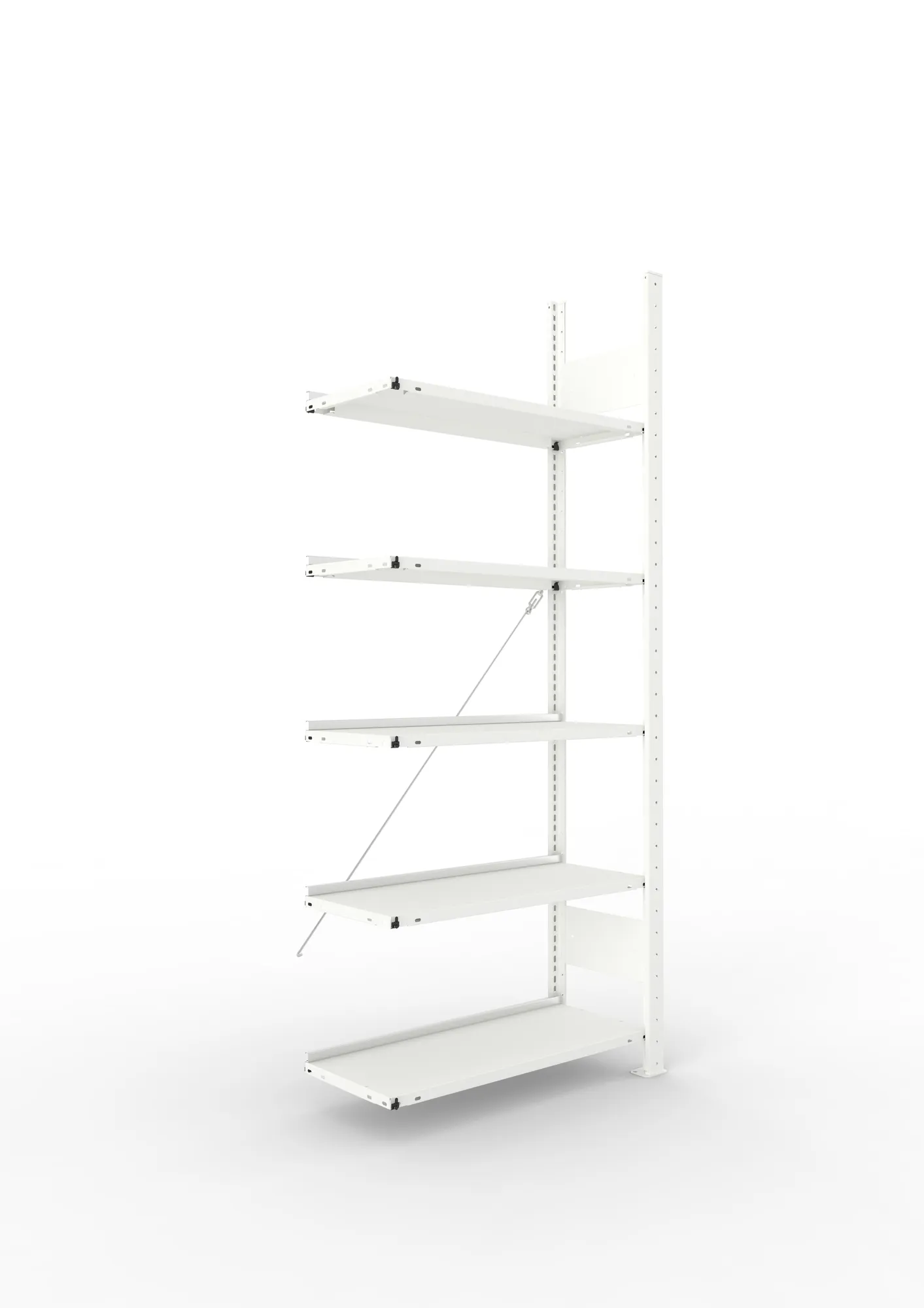 META COMPACT | Büro-Steckregal | Anbauregal | 1850 x 750 x 300 mm | Fachlast 80 kg | 5 Ebenen | RAL 7035