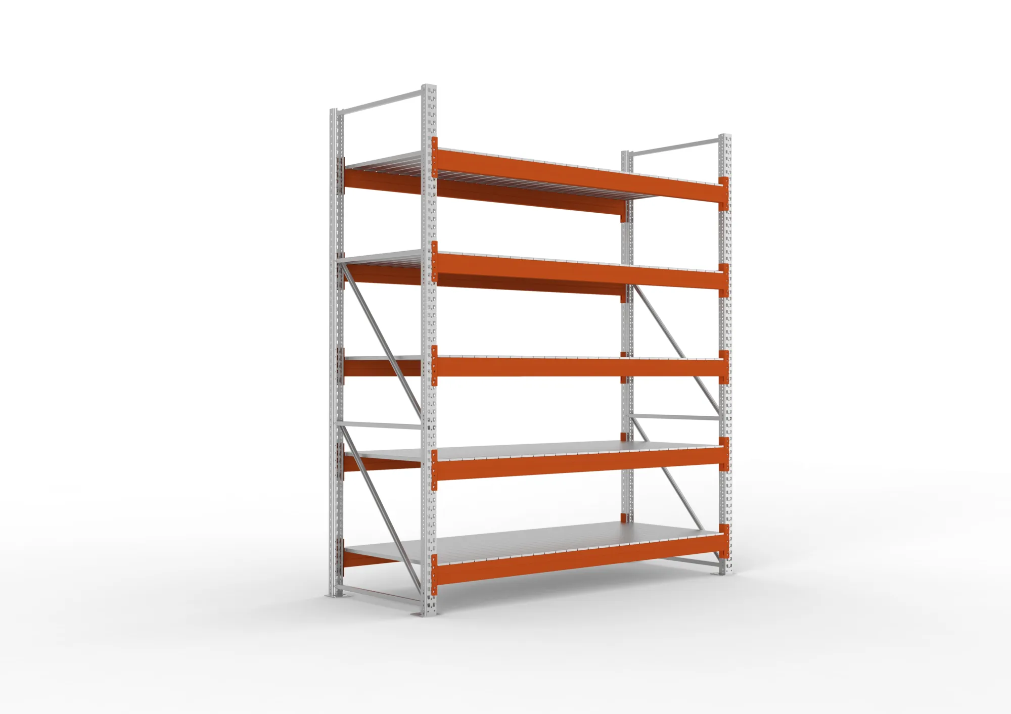 META MULTIPAL | Großfachregal | Grundregal | 3300 x 2700 x 1100 mm | Fachlast 1900 kg | 5 Ebenen | Stahlpaneele | verzinkt