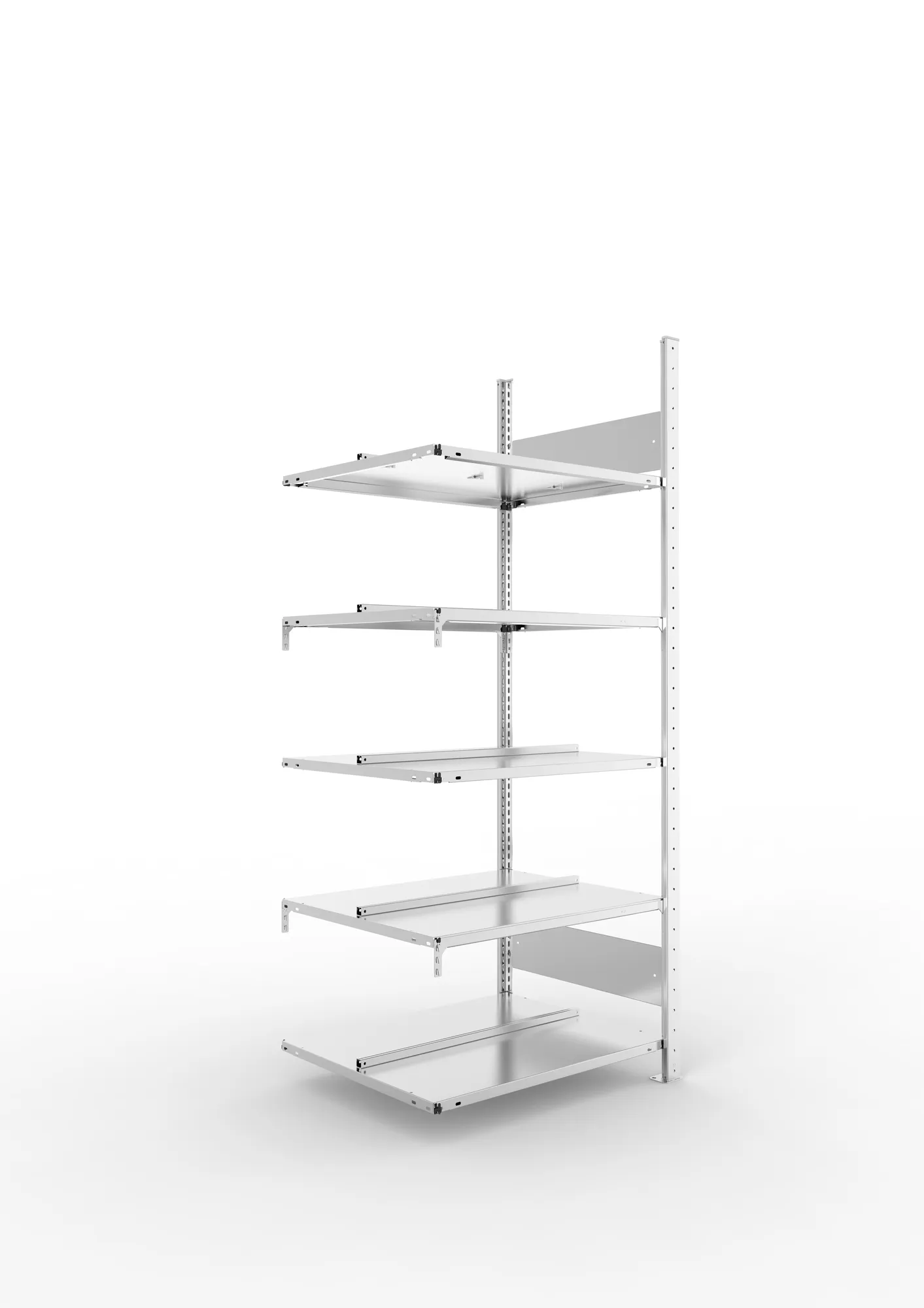 META COMPACT S3| Büro-Steckregal | Doppel-Anbauregal | 1850 x 750 x 600 mm | Fachlast 100 kg | 5 Ebenen | Mittelanschlag | verzinkt