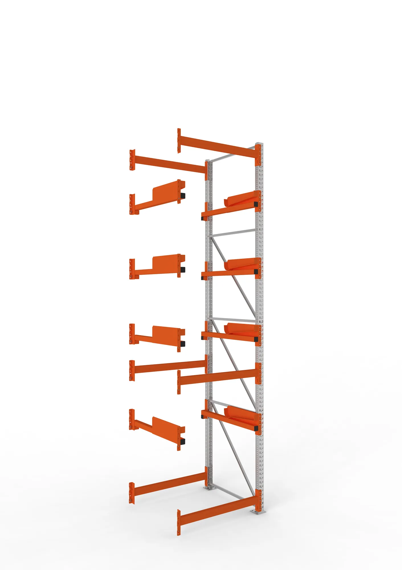 META MULTIPAL | Kabeltrommelregal | Anbauregal | 4400 x 1100 x 1100 mm | Feldlast 5500 kg | 4 Ebenen | Typ 2 | RAL 5010