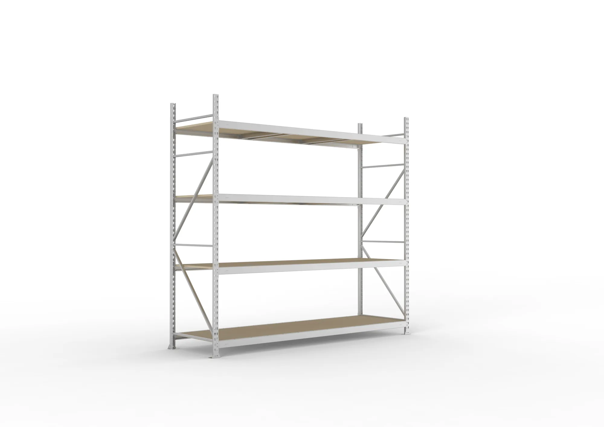 META MINI-RACK Weitspannregal | Grundregal | 2500 x 2600 x 800 mm | Fachlast 490 kg | Spanplattenböden | 4 Ebenen