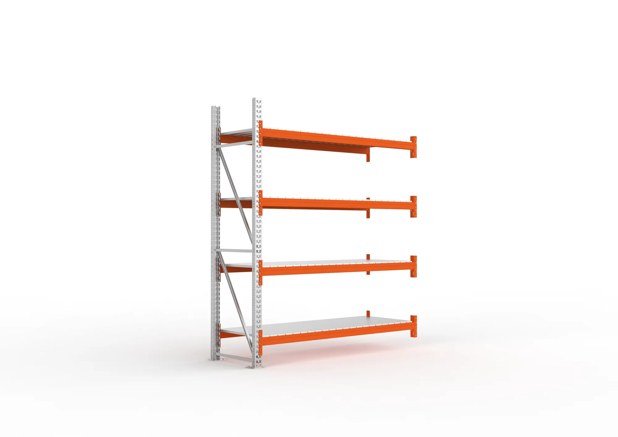 META MULTIPAL | Großfachregal | Anbauregal | 2700 x 2225 x 800 mm | Fachlast 1900 kg | 4 Ebenen | Stahlpaneele | verzinkt
