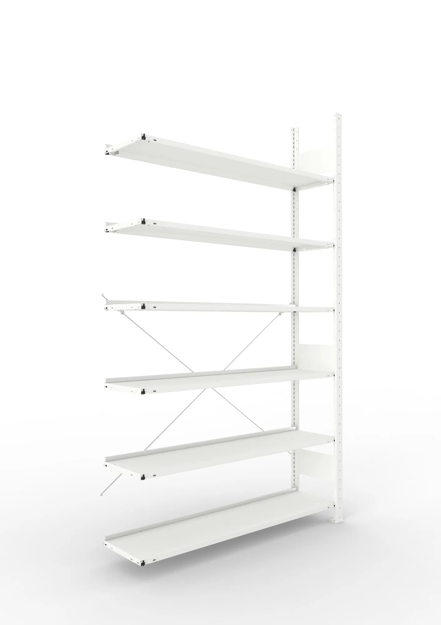 META COMPACT | Büro-Steckregal | Anbauregal | 2200 x 1250 x 300 mm | Fachlast 80 kg | 6 Ebenen | RAL 7035