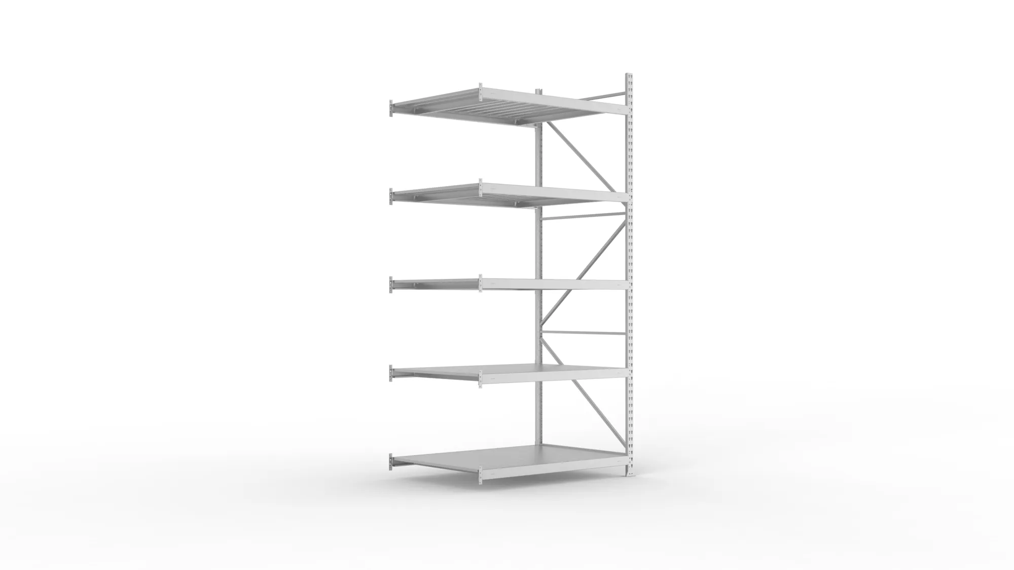 META MINI-RACK Weitspannregal | Anbauregal | 3000 x 1400 x 1050 mm | Fachlast 600 kg | Stahlpaneelböden | 5 Ebenen