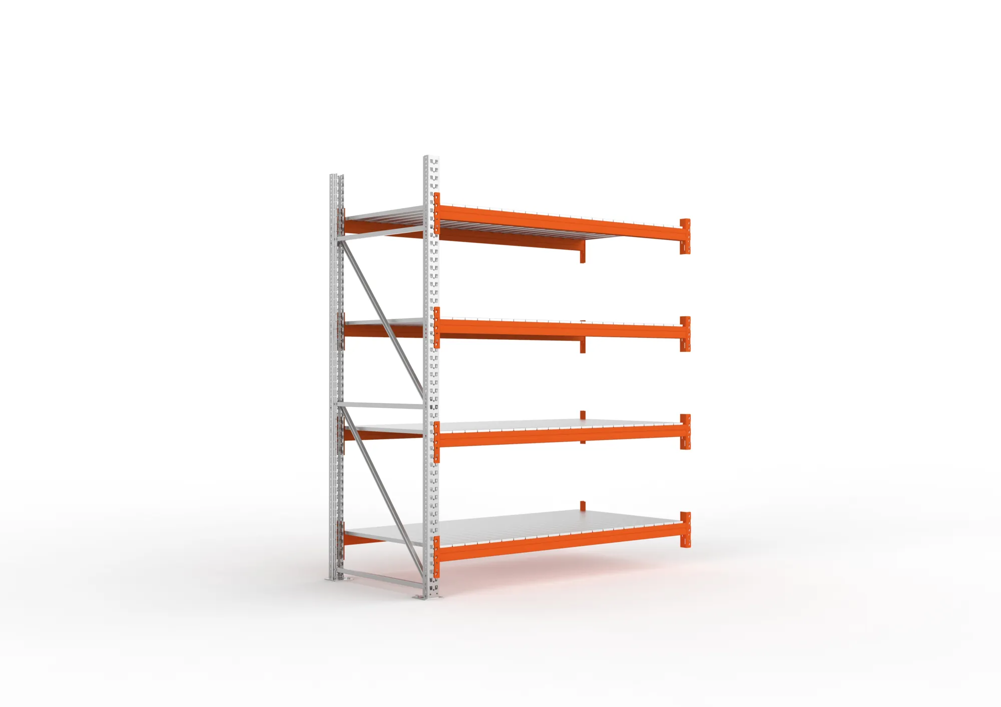META MULTIPAL | Großfachregal | Anbauregal | 2700 x 2225 x 1100 mm | Fachlast 1900 kg | 4 Ebenen | Stahlpaneele | verzinkt