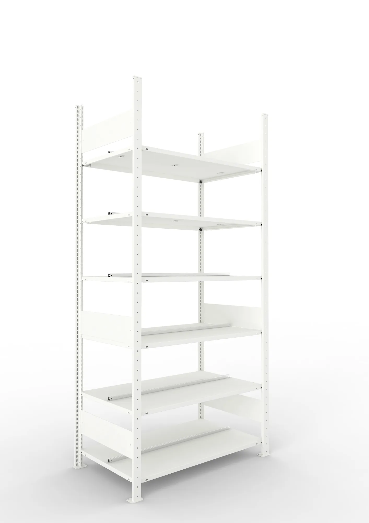 META COMPACT | Büro-Steckregal | Grundregal | 2200 x 1000 x 600 mm | Fachlast 100 kg | 6 Ebenen | RAL 7035