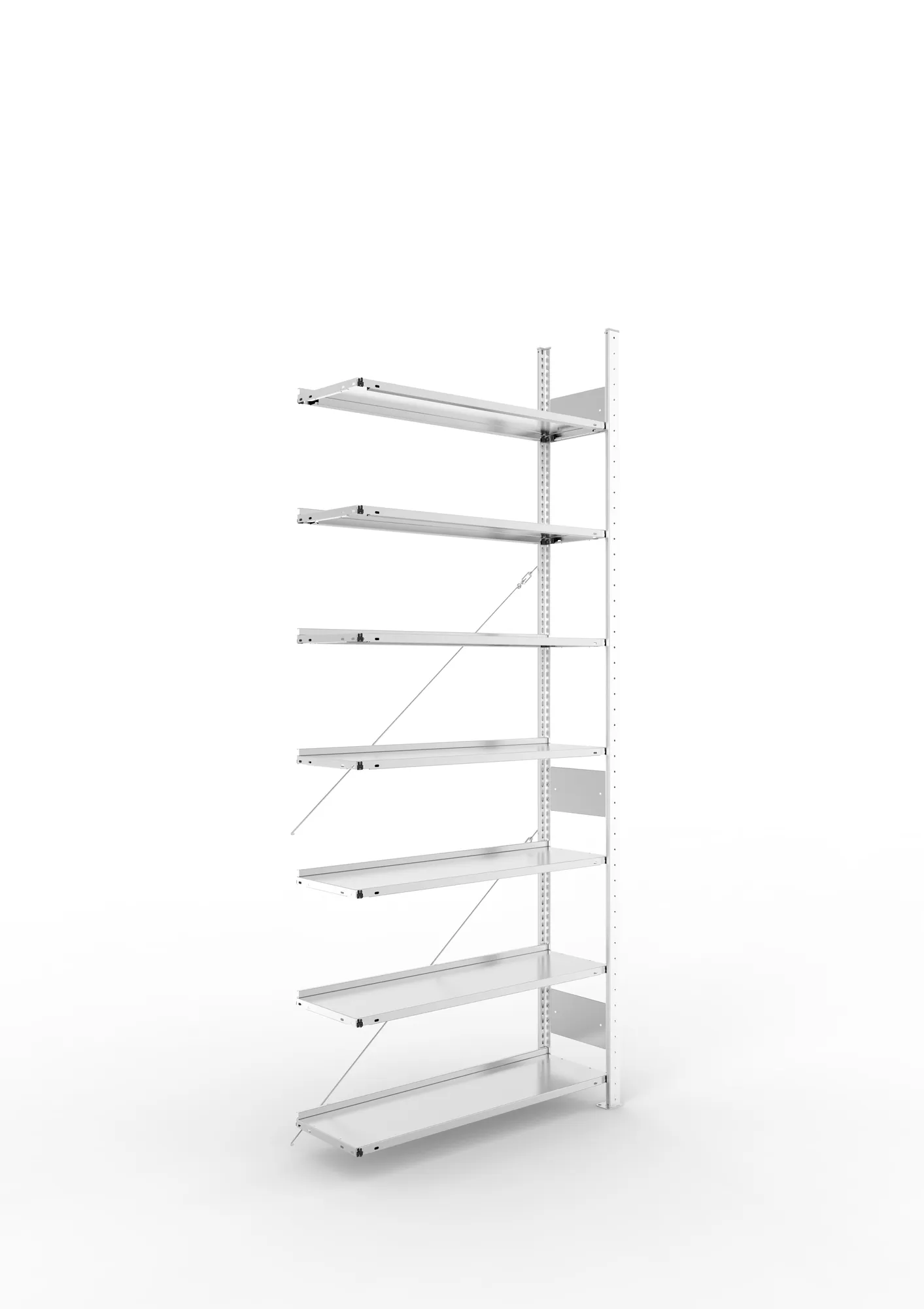 META COMPACT S3| Büro-Steckregal | Anbauregal | 2500 x 1000 x 300 mm | Fachlast 80 kg | 7 Ebenen | Endanschlag | verzinkt